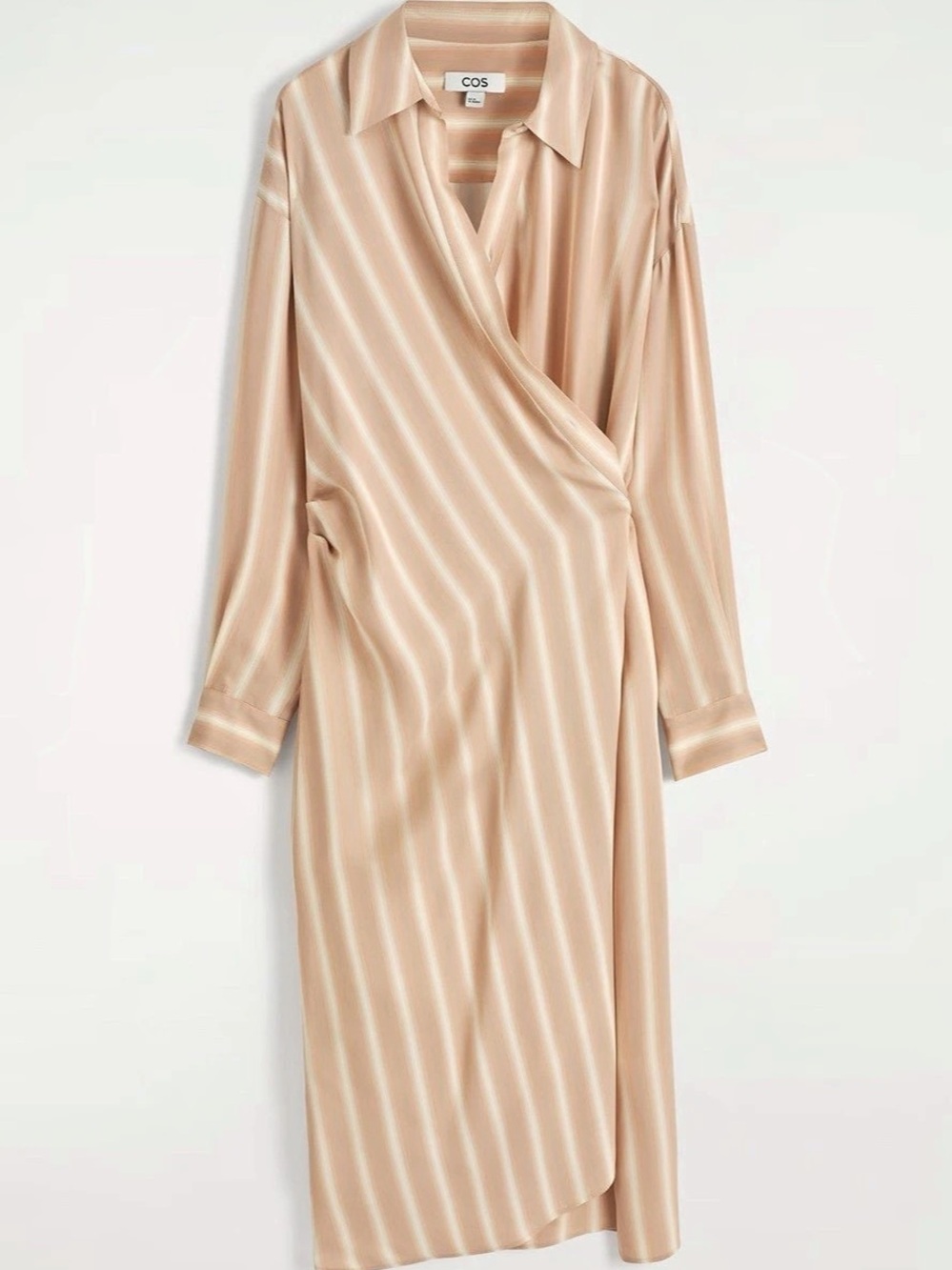 COS Wrap Midi Shirt Dress Striped Pink